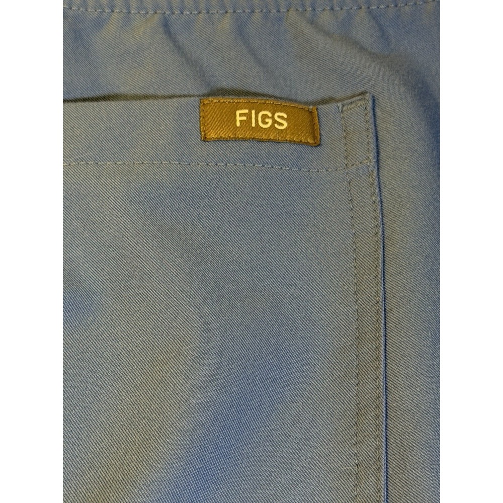 Figs Technical Collection Scrub Set Medium blue V Neck Top And Pants Tacked Hem - Picture 9 of 14